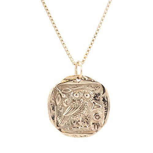 Athena's Owl Pendant Ancient Greek Coin Necklace - Gold, 18