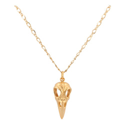 Gold Bird Skull Necklace on 24