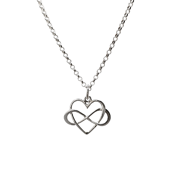 Medium Infinity Heart Necklace in Sterling Silver 16', 18