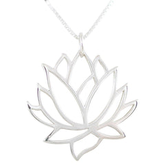 Large Lotus Flower Necklace in Sterling Silver