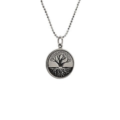 Zoe and Piper Etched Tree of Life Necklace in Sterling Silver 18