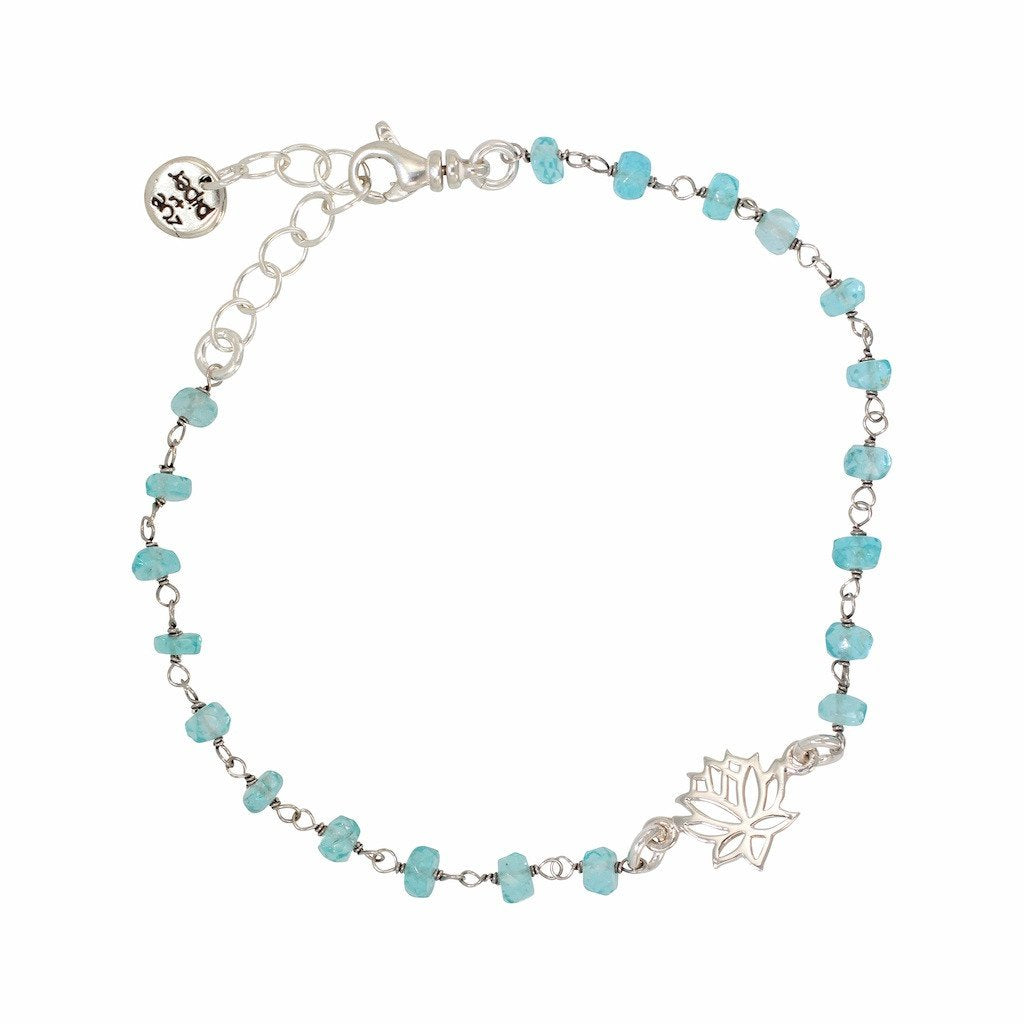 Lotus Bracelet with Apatite Gems & Sterling Silver