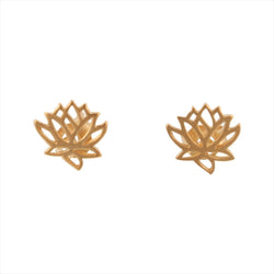 Tiny Lotus Flower Earrings in Gold
