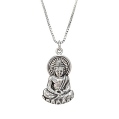 Young Buddha Necklace in Sterling Silver on 20