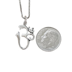 Calligraphy Style Om (Aum) Pendant in Sterling Silver on 18