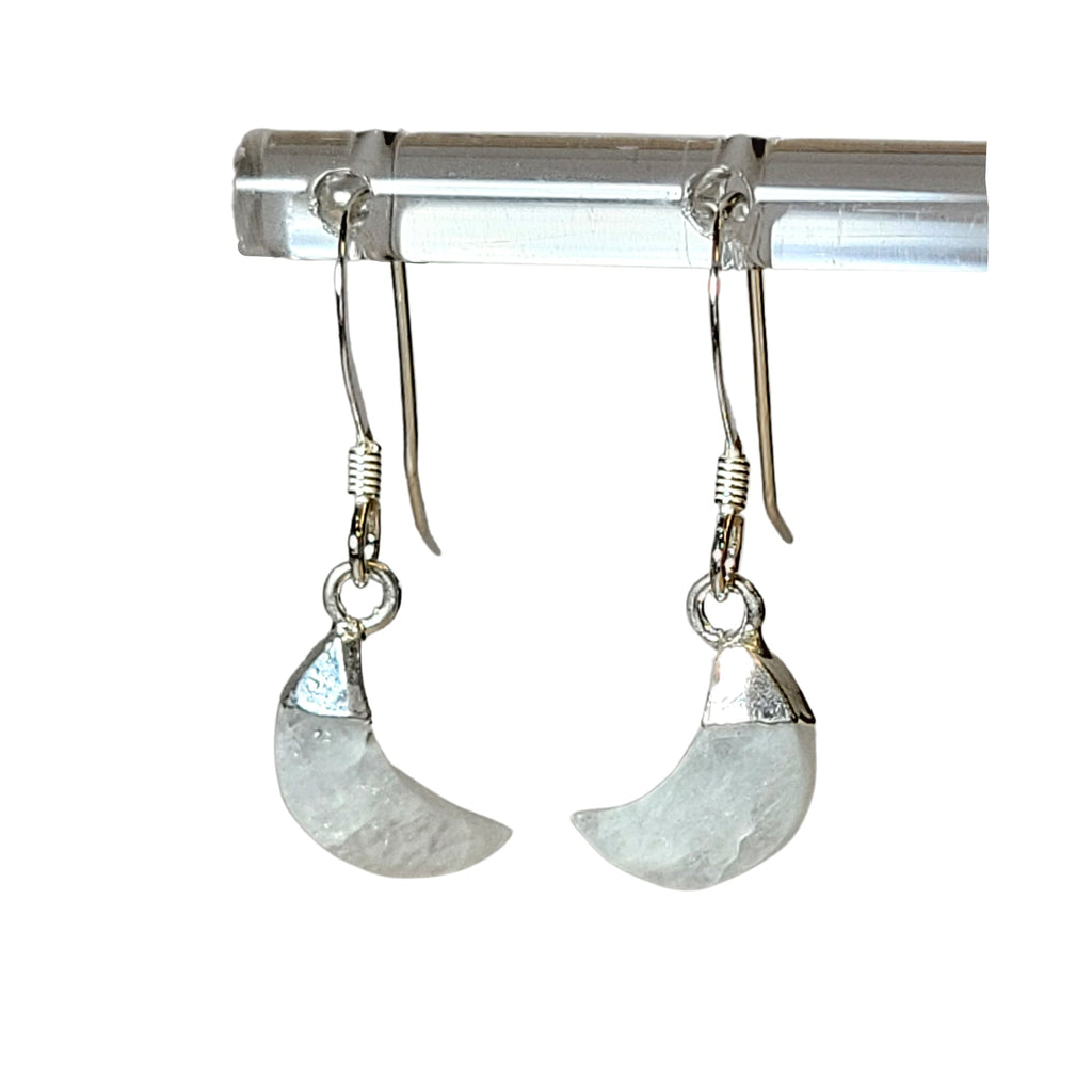 Small Crescent Moon Gemstone Earrings in Sterling Silver, Stone Choice