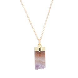 Amethyst Cylinder Necklace on a 20 Inch Chain