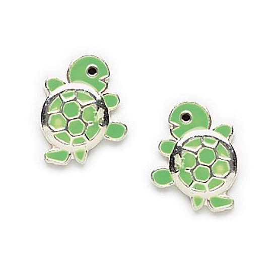Tiny Green Enamel Turtle Stud Earrings