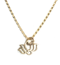 Small 24K Gold Plated Lotus on a 1mm Gold Fill Bead Chain