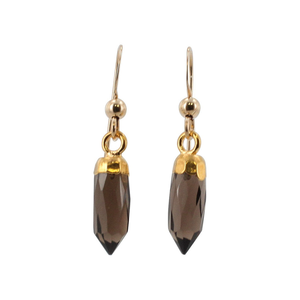 Gold Gemstone Point Dangle Earrings