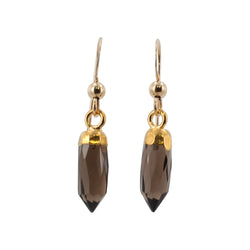 Gold Gemstone Point Dangle Earrings