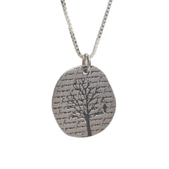 Limited Edition Oval Sterling Silver Tree of Life Pendant with Words of Inspiration 18