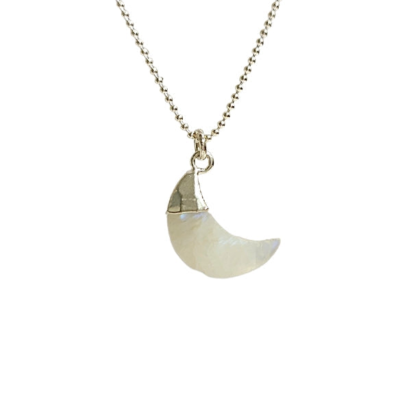 Crescent Moon Gemstone Necklace in Sterling Silver, 12 Stone Choice