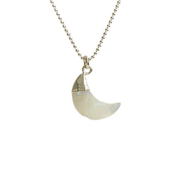 Crescent Moon Gemstone Necklace in Sterling Silver, 12 Stone Choice