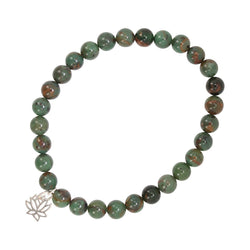 Turquoise Lotus Stretch Bracelet - 6mm, 6.5