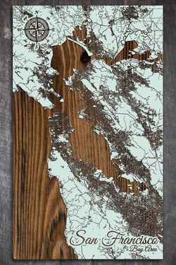 San Francisco Bay Wood Fired Map -  Schmedium (14.5