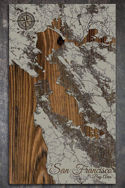 San Francisco Bay Wood Fired Map -  Schmedium (14.5