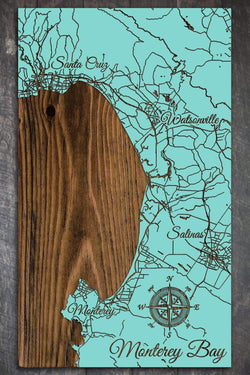 Monterey Bay Wood Fired Map -  Medium (22.5” x 38”), Island Oasis