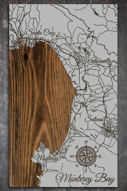 Monterey Bay Wood Fired Map -  Mini (7.25” x 12”), Lunar Surface