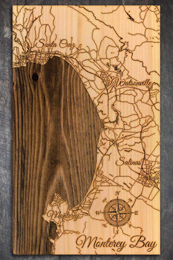 Monterey Bay Wood Fired Map -  Mini (7.25” x 12”), Natural