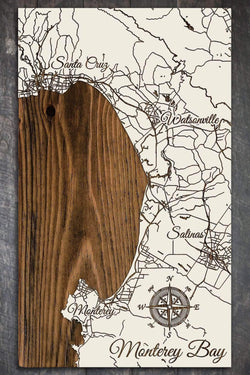 Monterey Bay Wood Fired Map -  Mini (7.25” x 12”), Papier Blanc