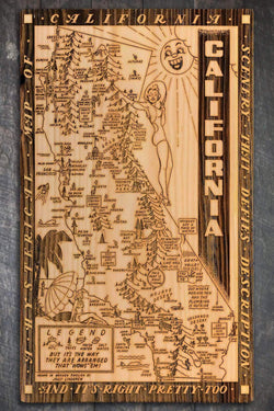 California Wow Wood Fired Map -  Schmedium (14.5” x 24”), Natural