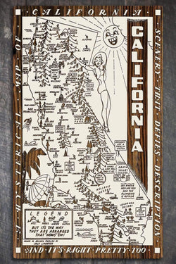 California Wow Wood Fired Map -  Schmedium (14.5” x 24”), Papier Blanc