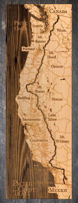 Pacific Crest Trail Wood Fired Map -  Schmedium (14.5” x 45”), Natural
