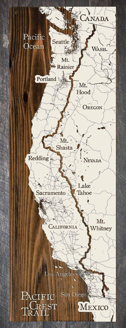 Pacific Crest Trail Wood Fired Map -  Schmedium (14.5” x 45”), Papier Blanc