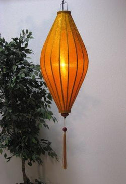 Silk and Bamboo Lantern Oval 4', Gold