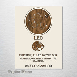 Zodiac Wall Hanging - Leo, Papier Blanc