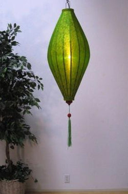 Silk and Bamboo Lantern Oval 4', Lime