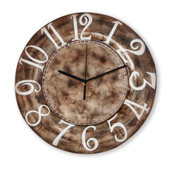 Clock Wall Decor Brown With White Letters