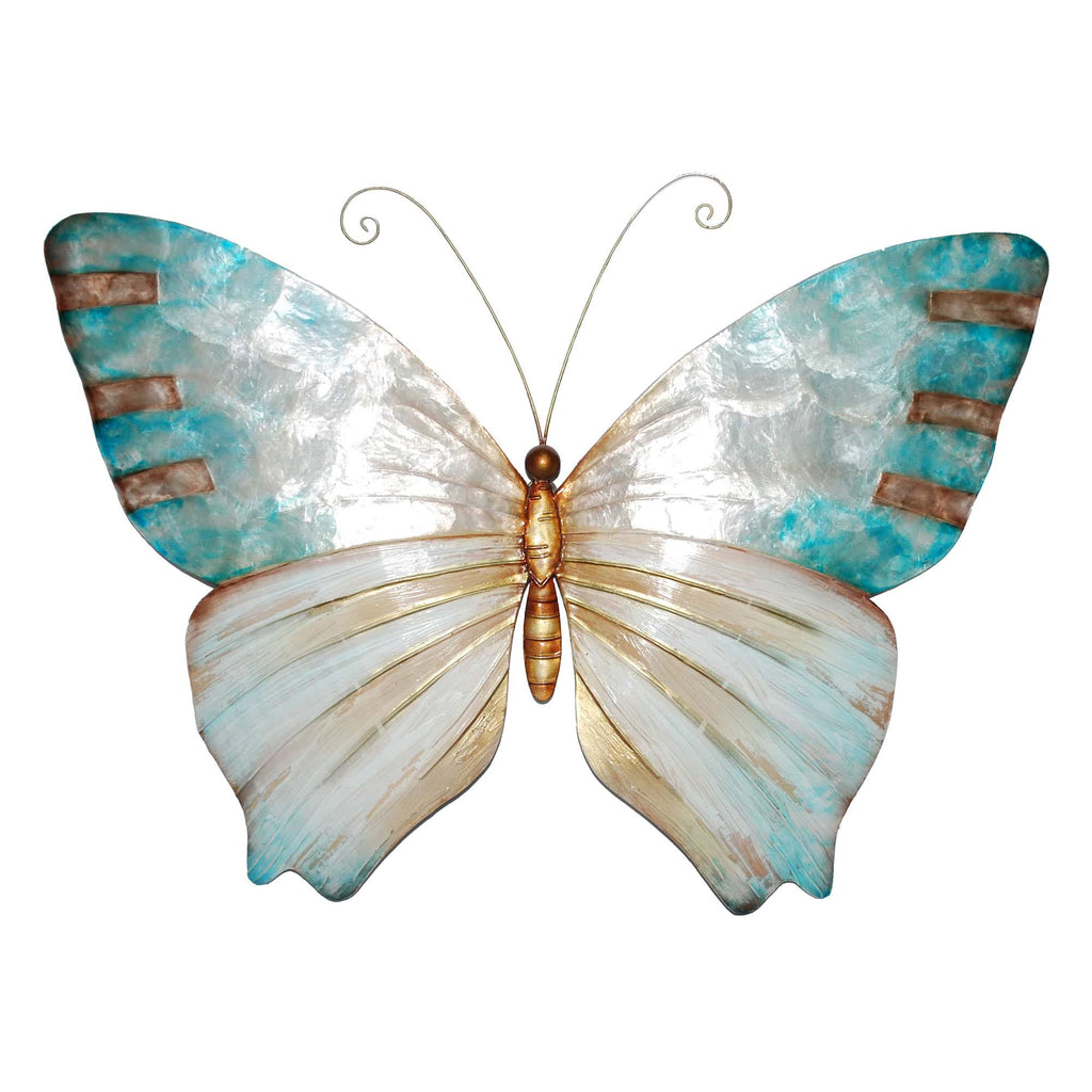Butterfly Wall Decor Pearl And Soft Aqua