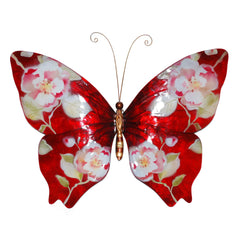 Butterfly Wall Decor Red With Flowers