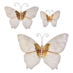 Butterfly Wall Decor White And Gold Set Of Three