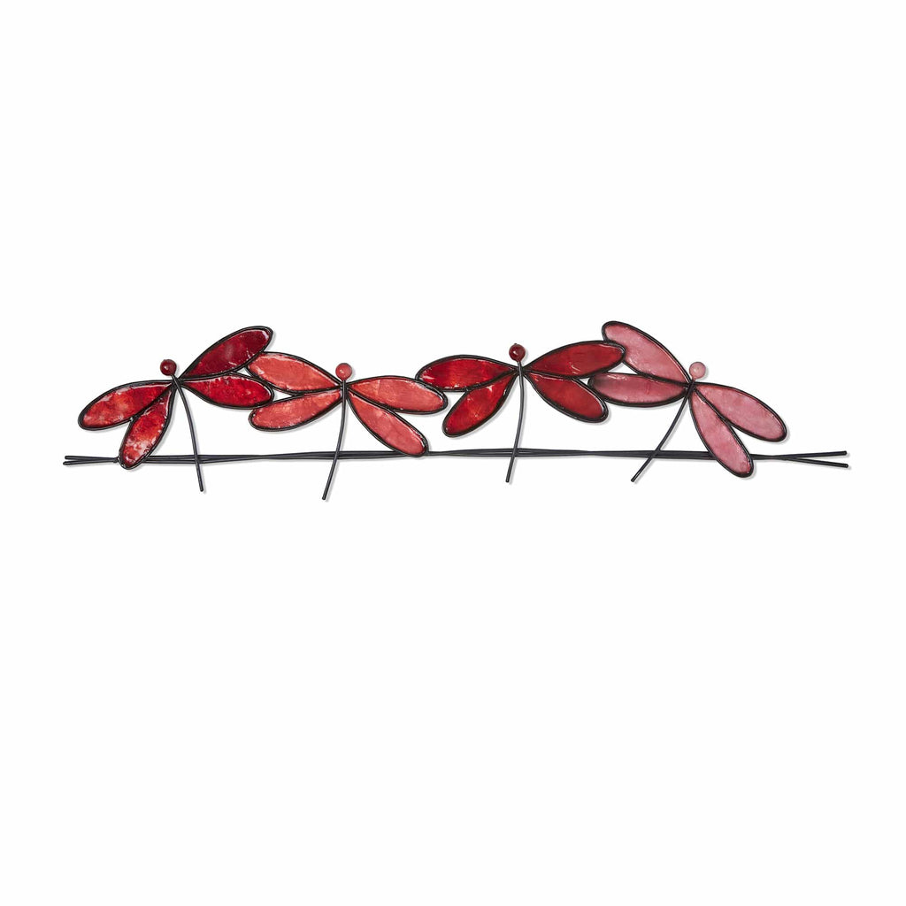Dragonflies On A Wire Red
