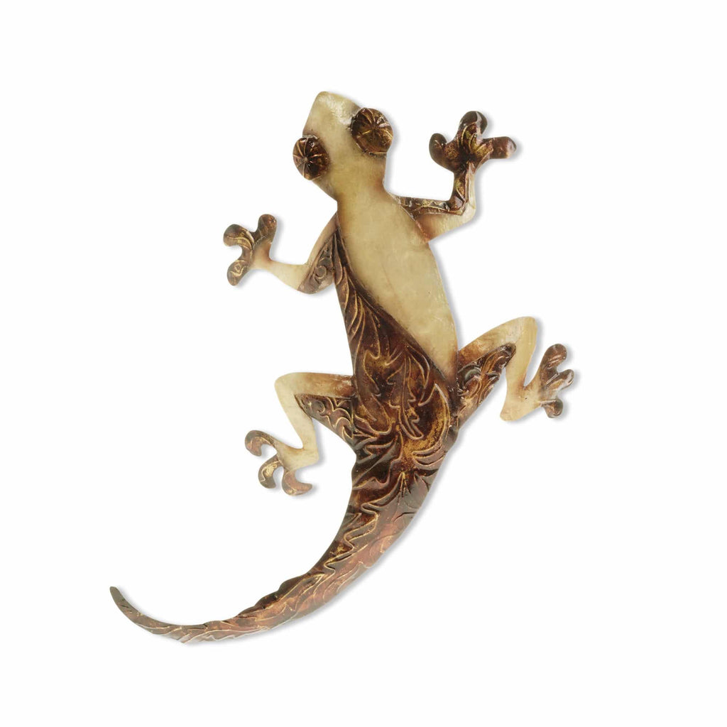 Gecko Wall Decor Pearl And Tan
