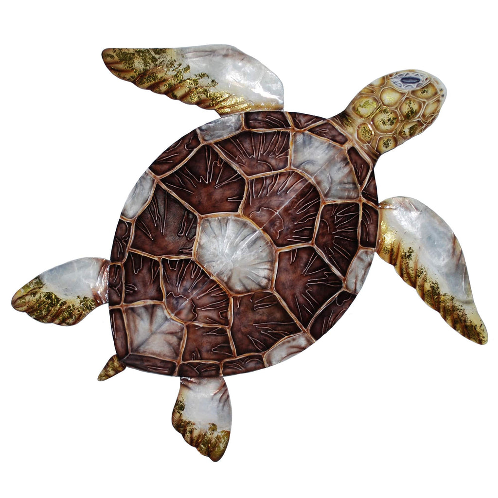 Sea Turtle Wall Decor With Brown Checkered Shell