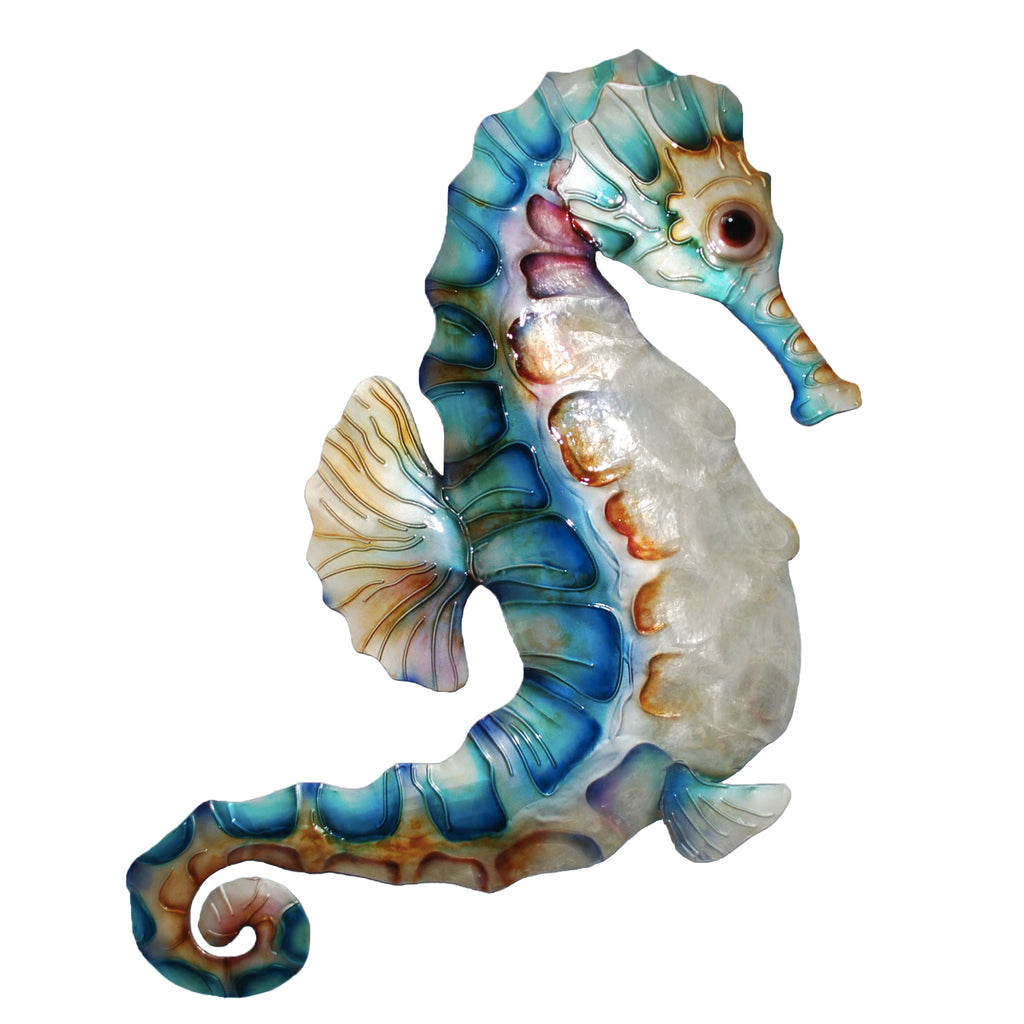 Seahorse Wall Decor Blue And Pearl Large