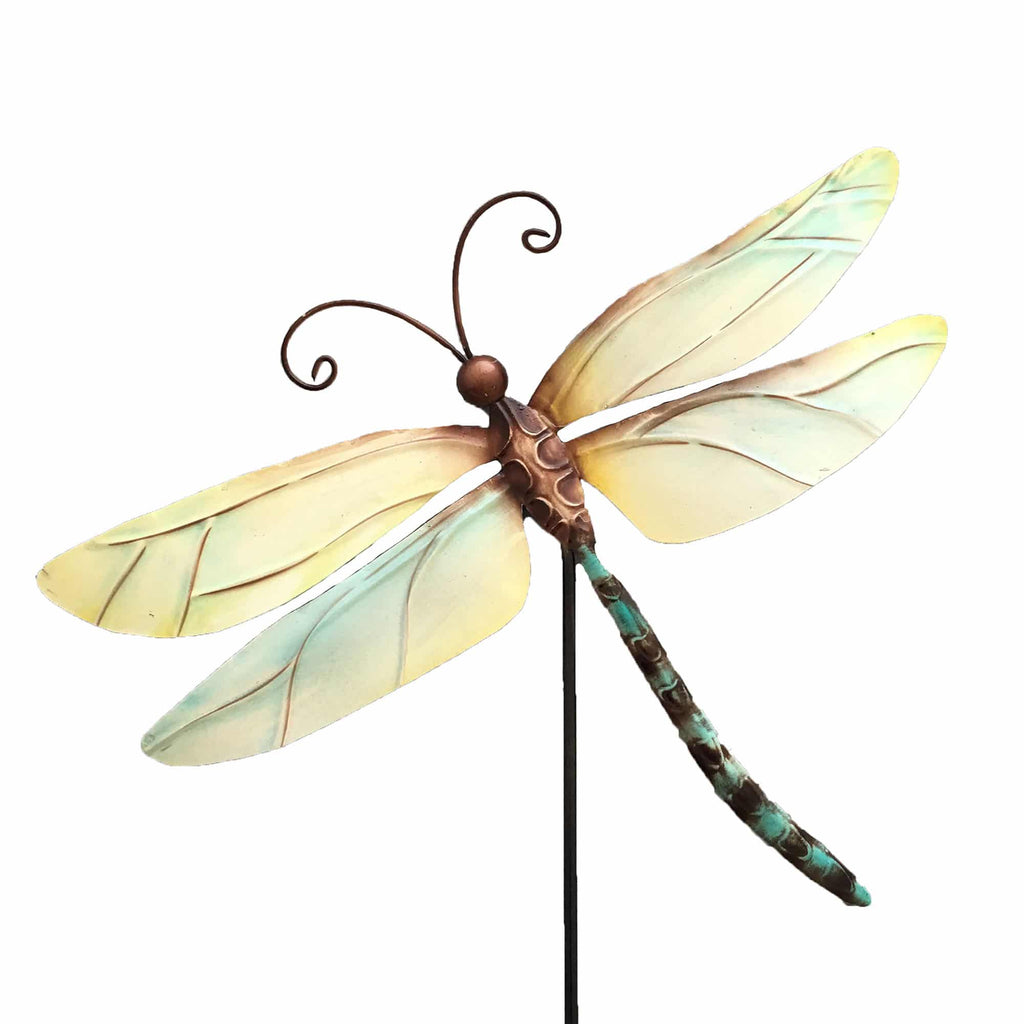 Garden Stake Pearl Dragonfly