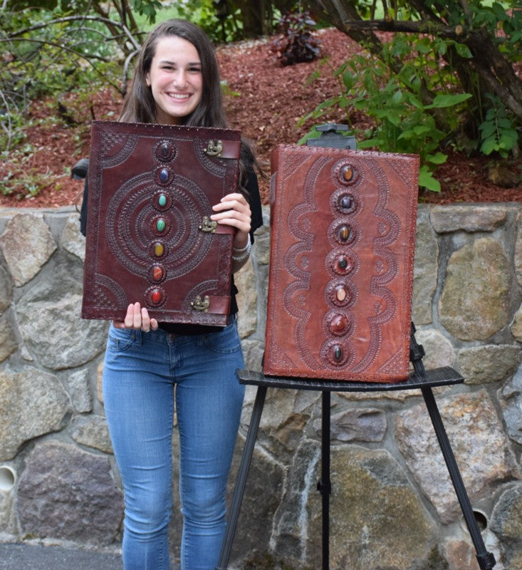 Chakra Stones Leather Embossed Journal Large
