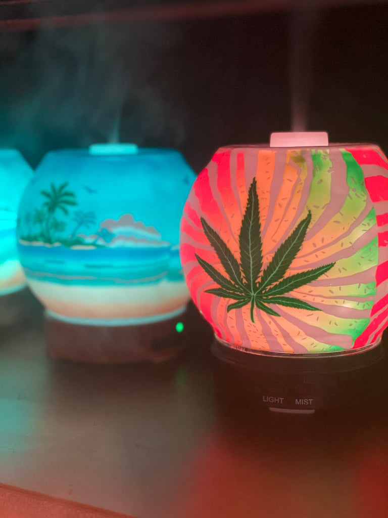 Handcrafted Ultrasonic Essential Oil Diffusers (Rasta Pot Leaf)