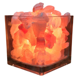 Himalayan Aromatherapy Salt Lamp with UL Listed Dimmer Cord (Square), Clear