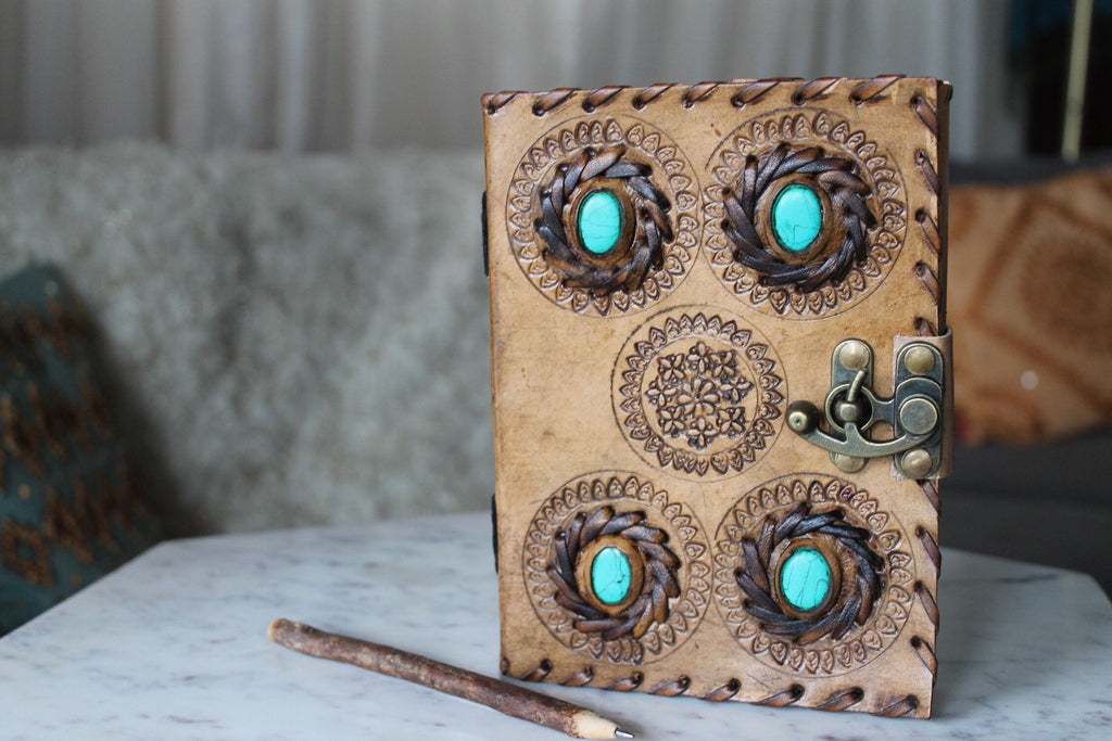Turquoise Stone Leather Journal
