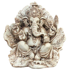 White Ganesh On A Leaf - 6.5