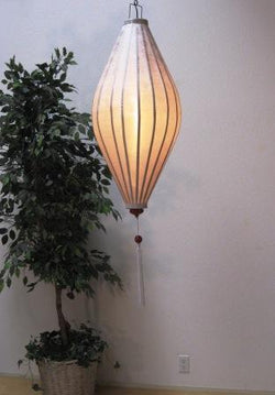 Silk and Bamboo Lantern Oval 4', White