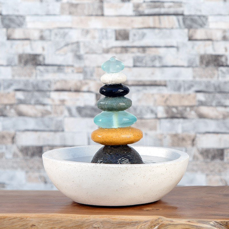 Rock Cairn Fountain with Glass